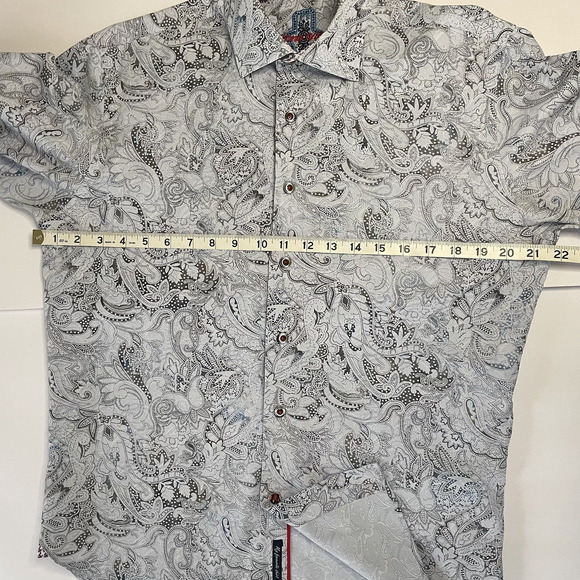 Luchiano Visconti Blue Gray & Red Paisley Design Long Sleeve Shirt Size Medium - Picture 11 of 16